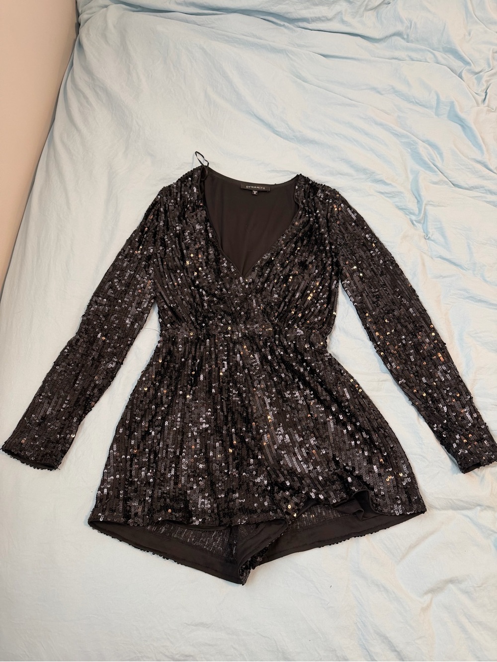 Dynamite Black Sequin Romper
